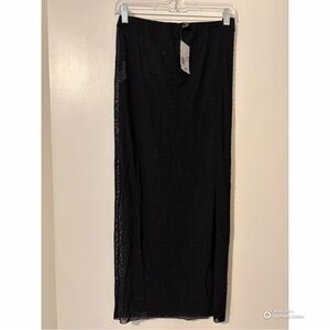 BNWT- Forever 21 Black Overlay - Mesh Maxi Skirt with jewels